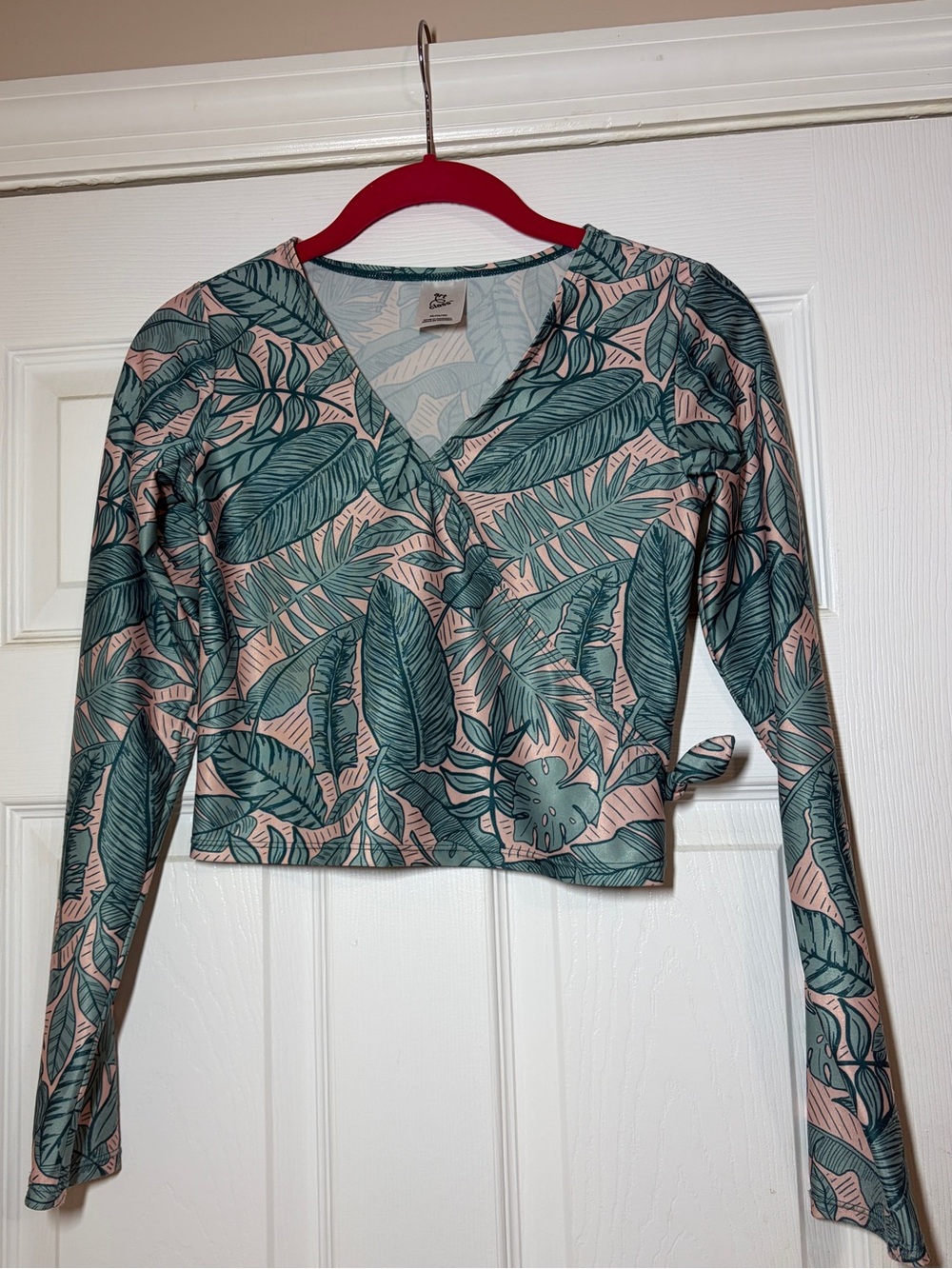 art class Pink & Green Tropical Wrap Long Sleeve Swim Rashguard